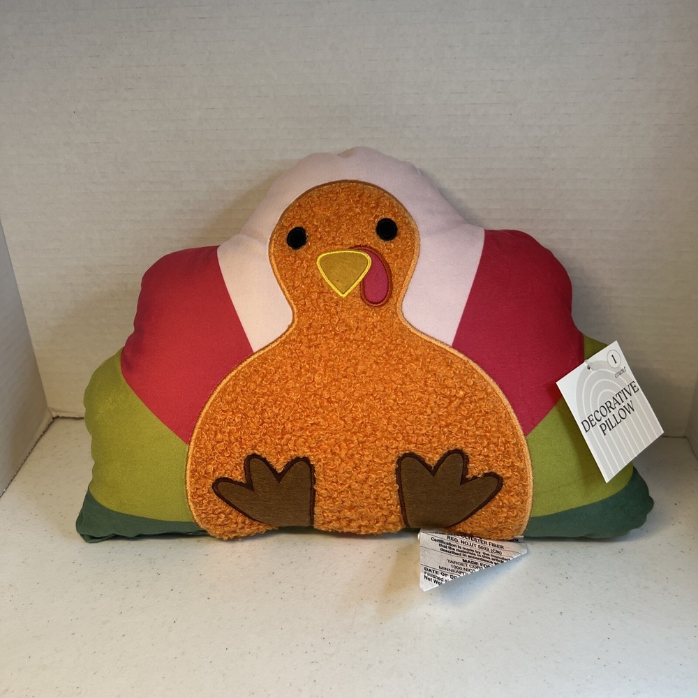 NWT Target Bullseye Playground TURKEY Shape Decorative Plush Pillow Thanksgiving